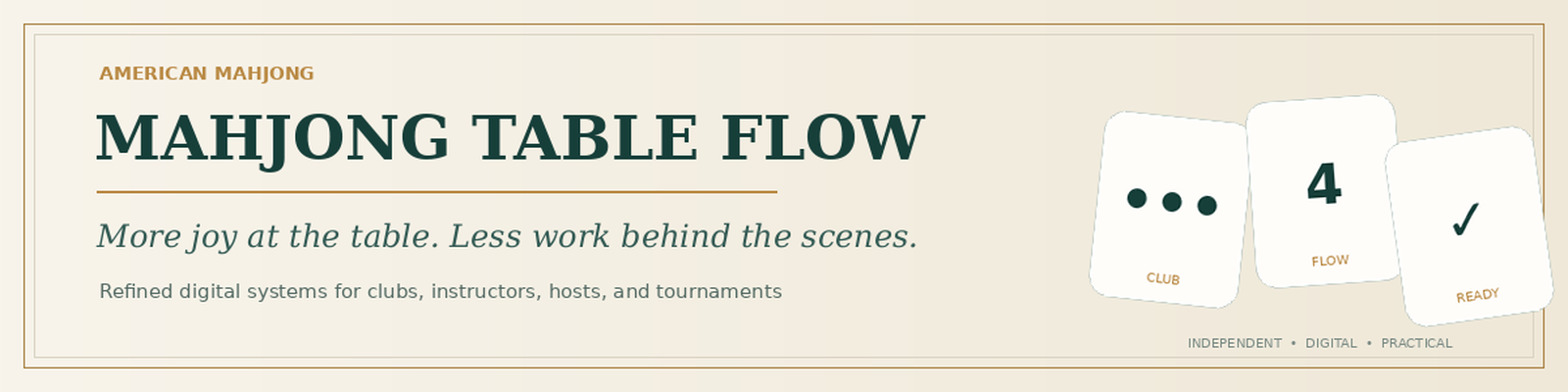 Mahjong Table Flow — American Mahjong digital systems for clubs, instructors, hosts and tournaments